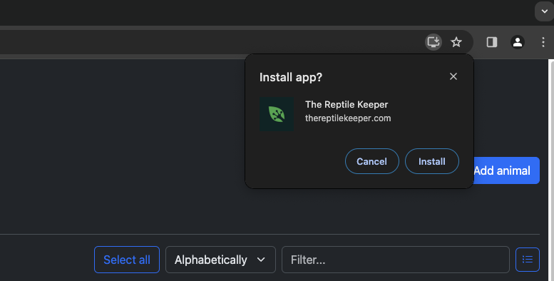 installing the reptile keeper in firefox